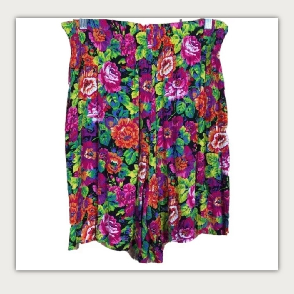 Ninon De Lenclos HiWaist Floral Rayon Mini Shorts